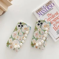ins summer flower pearl bracelet silicone anti drop mobile phone case for iphone xr xs max 8 plus 11 12 13 pro max case