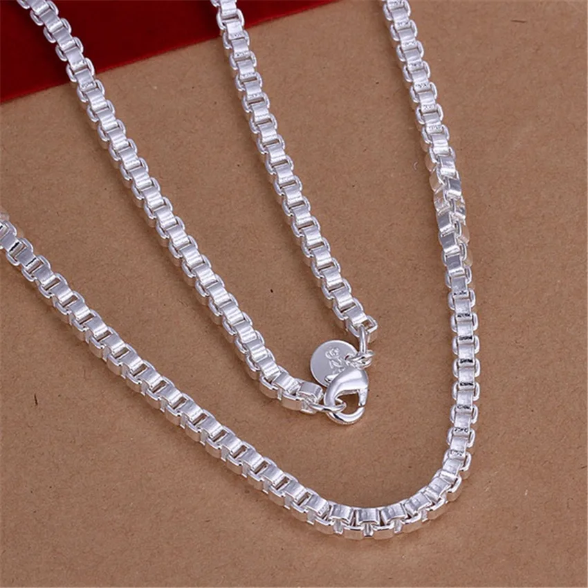 

Роскошное женское ожерелье с цепочкой 4 мм, ожерелье серебряного цвета в коробке, модные классические модели со вспышкой, серебряные ювелирные изделия