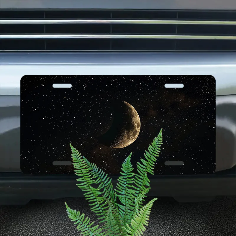 w kształcie półksiężyca aluminiowa tablica rejestracyjna trwała odporna na warunki atmosferyczne idealna do dekoracji samochodu i prezentów -