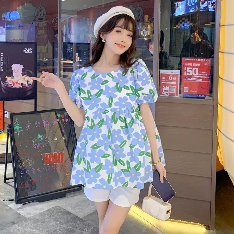 

Spring 2022 Maternity short sleeve shirt large size maternity dress2022