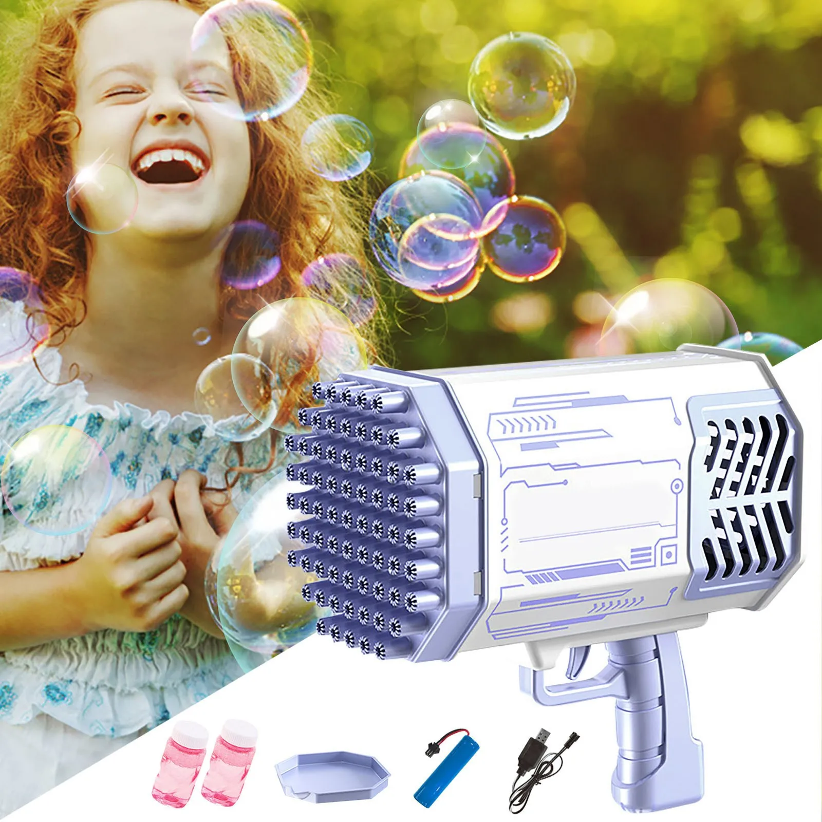 

2 Commander RD 6 Blaster Upgraded Bubble Machine Bubble Machine With Light Bubble Solution 69 Holes Bubble Machine For Kids