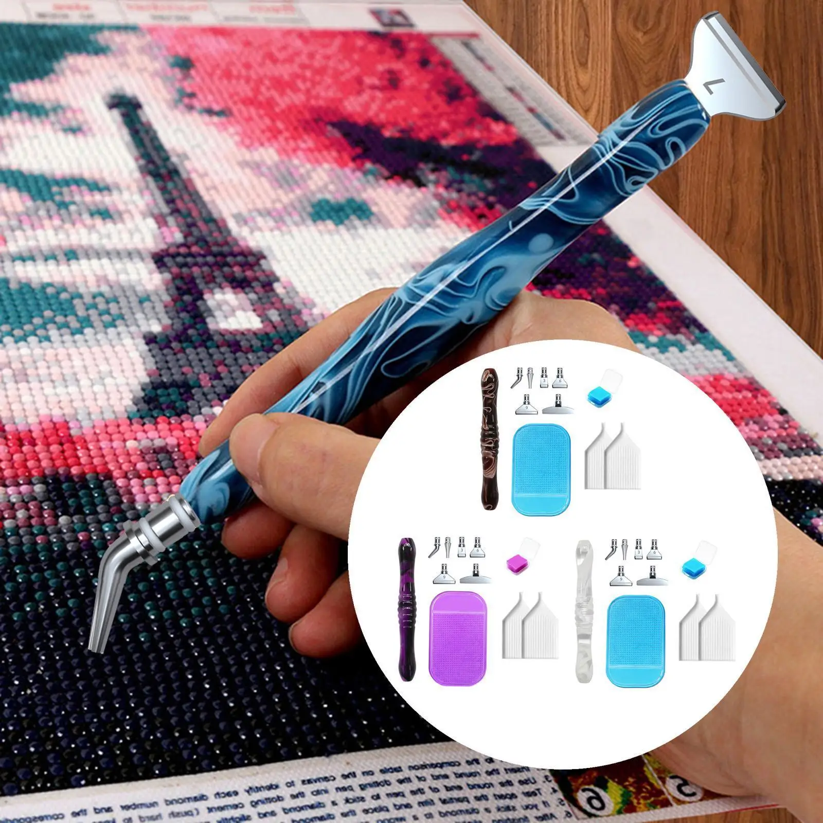 

5D вышивальные принадлежности с металлическими наконечниками, держатель для смолы, фотобурильная ручка, инструмент для взрослых, драгоценный камень