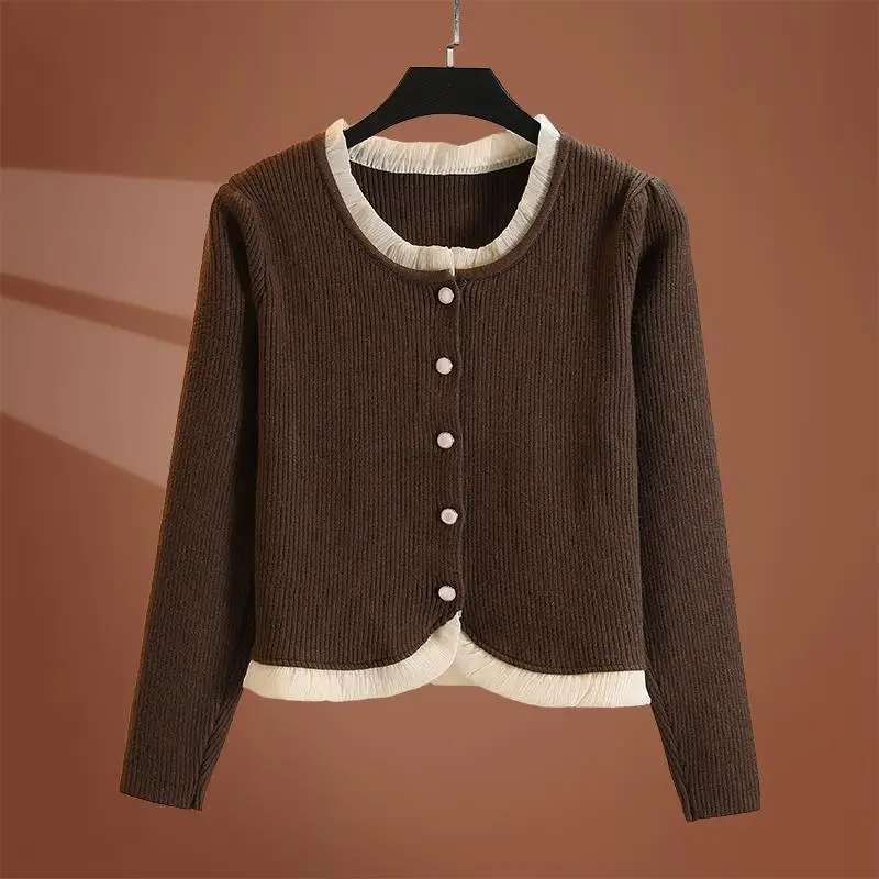 Подол асимметричный кружевной толстый кардиган осенне-зимняя утолщенная