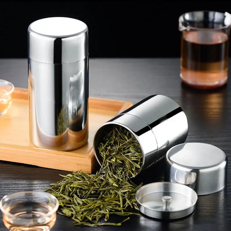 

400/550ML Stainless Steel Sealed Tea Caddy Coffee Bean Box Home Outdoor Moisture-proof Thick Metal Tea Snack Storage Box