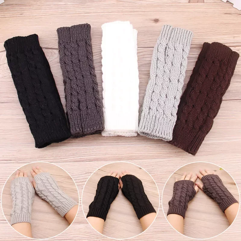 

Finger Gloves for Women Stylish Hand Warmer Winter Gloves Women Arm Crochet Knitting Faux Wool Mitten Warm Fingerless Glove