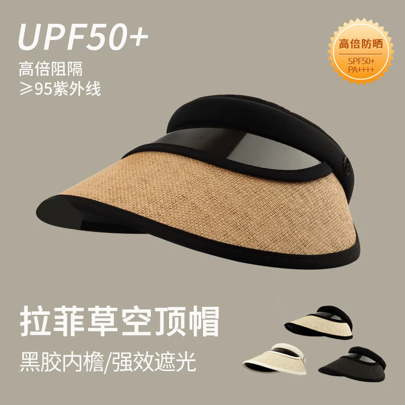 

Hat Female Summer UV Lafite Foldable Hollow Top Hat Straw Hat Sun Shield Sun Hat Big brim Sun hat Female