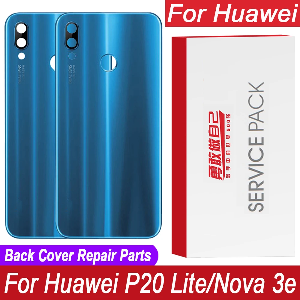 100% оригинальный задний корпус для Huawei P20 Lite задняя крышка аккумулятор стекло Nova 3e