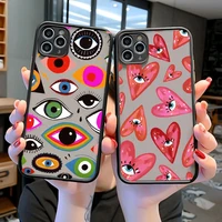 evil eye cellphone bumper clear matte pc back phone case for iphone 11 12 13 pro xs max 6 6s 7 8 plus x xr blue lucky eyes case