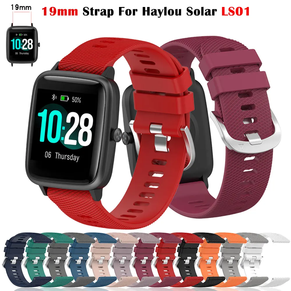 

19mm Strap For Haylou Solar LS01 Silicone Watchband Smart Watch Accessories Bracelet Band For ID205U/ID205S/ID205L/ID216 Belt