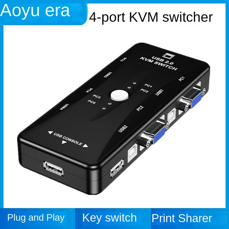 

Factory Direct 4 Port KVM Switch | Manual USB KVM Printer Sharer | USB 2.0 VGA Switcher
