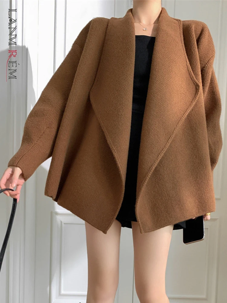 

LANMREM Fashion Knitting Women Sweater Long Sleeves Outdoor Solid Color Open Stitch High End Clothing 2023 Autumn New 2YA3819