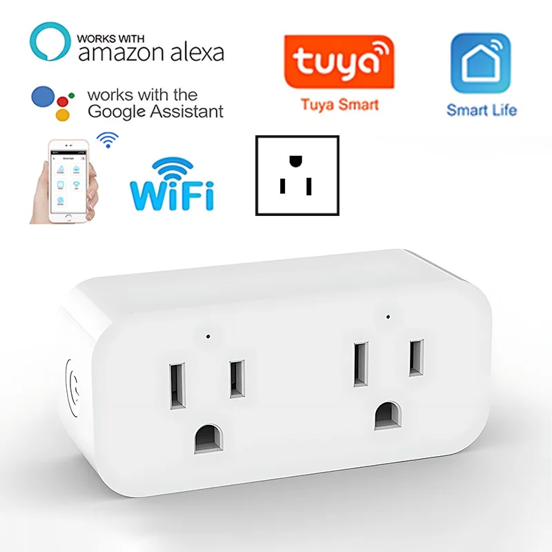 

Tuya WiFi Smart Plug 15A - US Socket with Power Monitoring and Timer Function - Works with Alexa and Google Home Smart Life