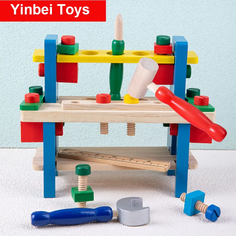 

Montessori Toys Wooden Combination Tool Diy Eary Learning Educational Toys for Child Tool Play Set Is Boys and Girls