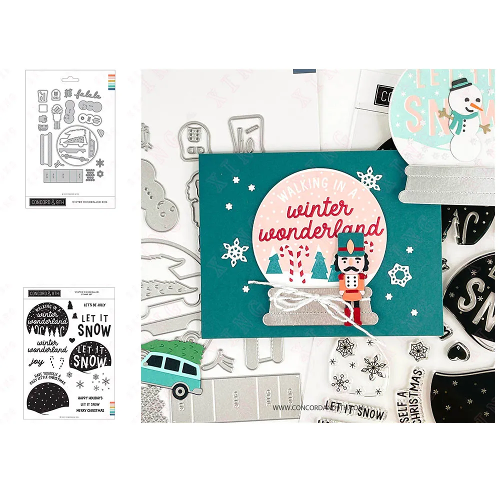 

2022 New Metal Cutting Dies Clear Silicone Stamps Scrapbook Decoration Embossing Template Diy Handmade Winter Wonderland Stencil