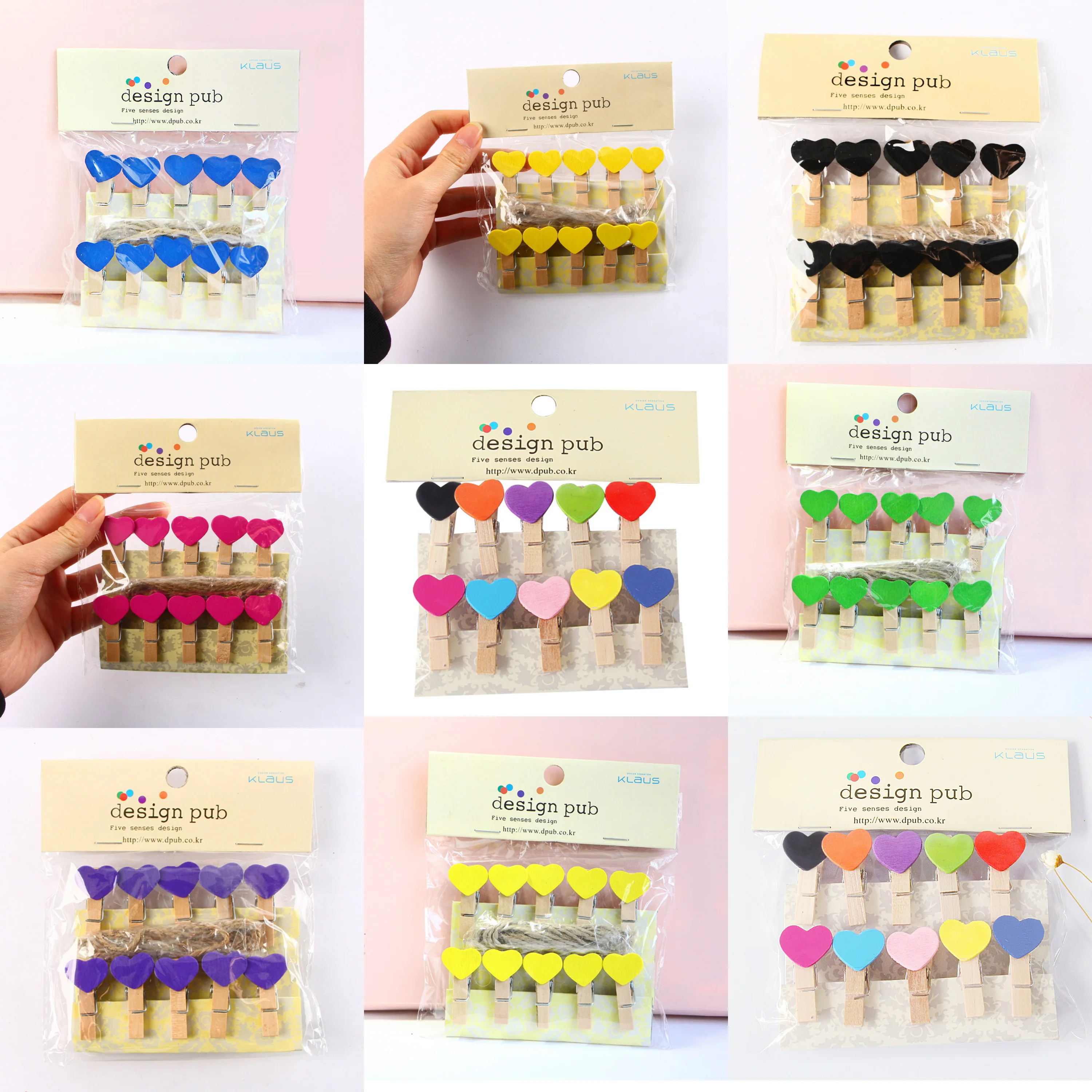 

10pcs Multicolour Heart Love Wooden Clothes Photo Paper Peg Pin Mini Clothespin Postcard Clip Home Wedding Decoration Stationery