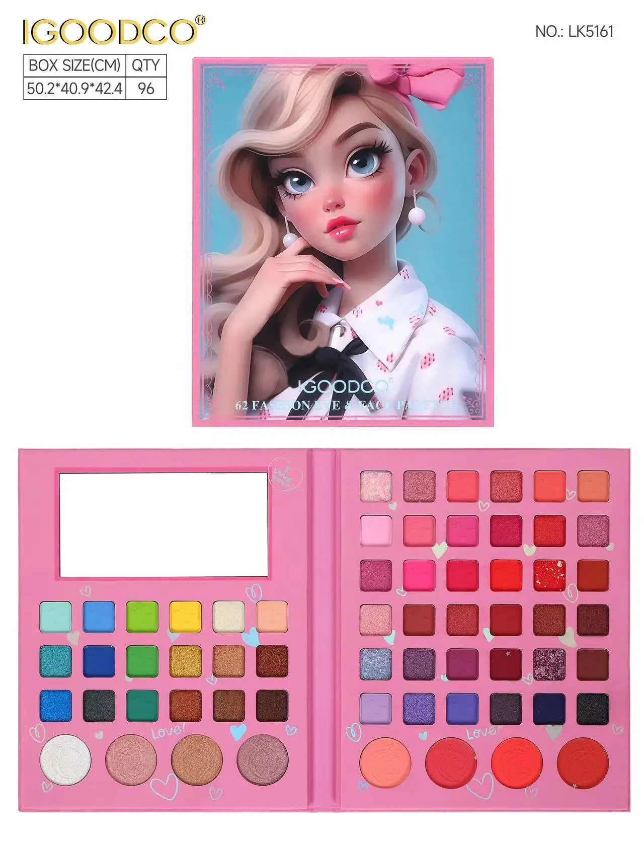 

62 Colors Eye Shadow Palette Glitter Pearly Eyeshadow Palette Nude Long Lasting Charming Eyes Make Up Palette Cosmetics Korean