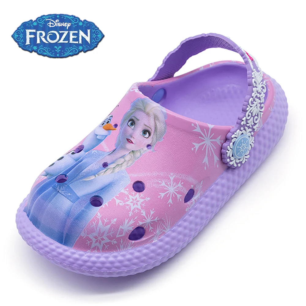Disney Children's Cartoon Slippers For Summer Girls Lovely Frozen Elsa Princess Casual Shoes Kids Soft Bottom Non-slip Sandals