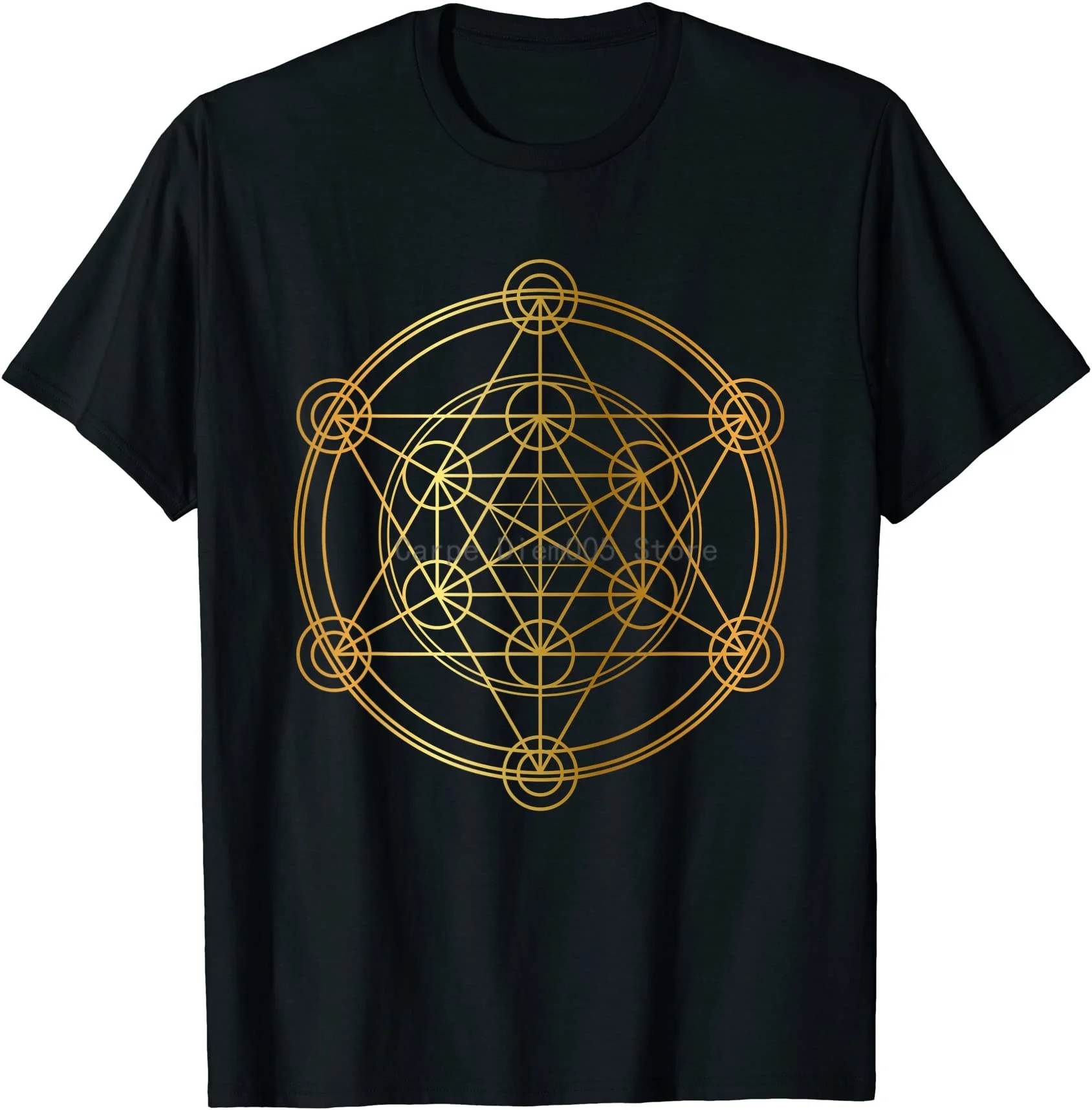 

Metatron Cube Sacred Geometry Yoga Pray Gold Unisex T-Shirt S-6XL