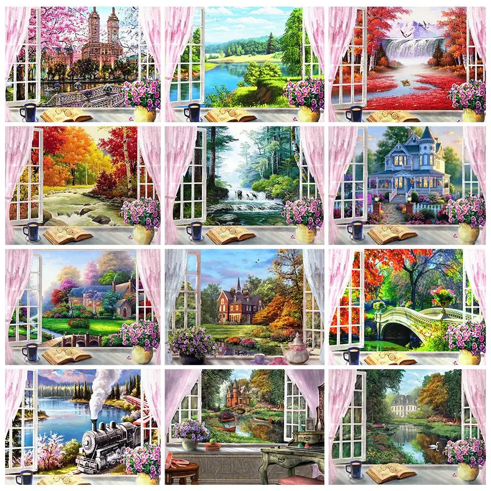 Cross Stitch Kits DIY Landscape Ecological Cotton Thread 14CT unPrinted Embroidery Needlework Home Decoration Windows