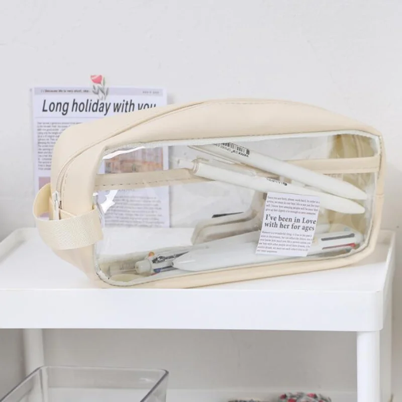 

Transparent Large Capacity Pencil Bag Girl School Case Stationery Holder Waterproof Portable Pen Case Pencil Storage Bag