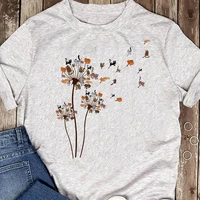 cat flowers shirt cute cat lover t shirt funny cat shirts 100cotton o neck summer plus size fashion casual short sleeve top tee