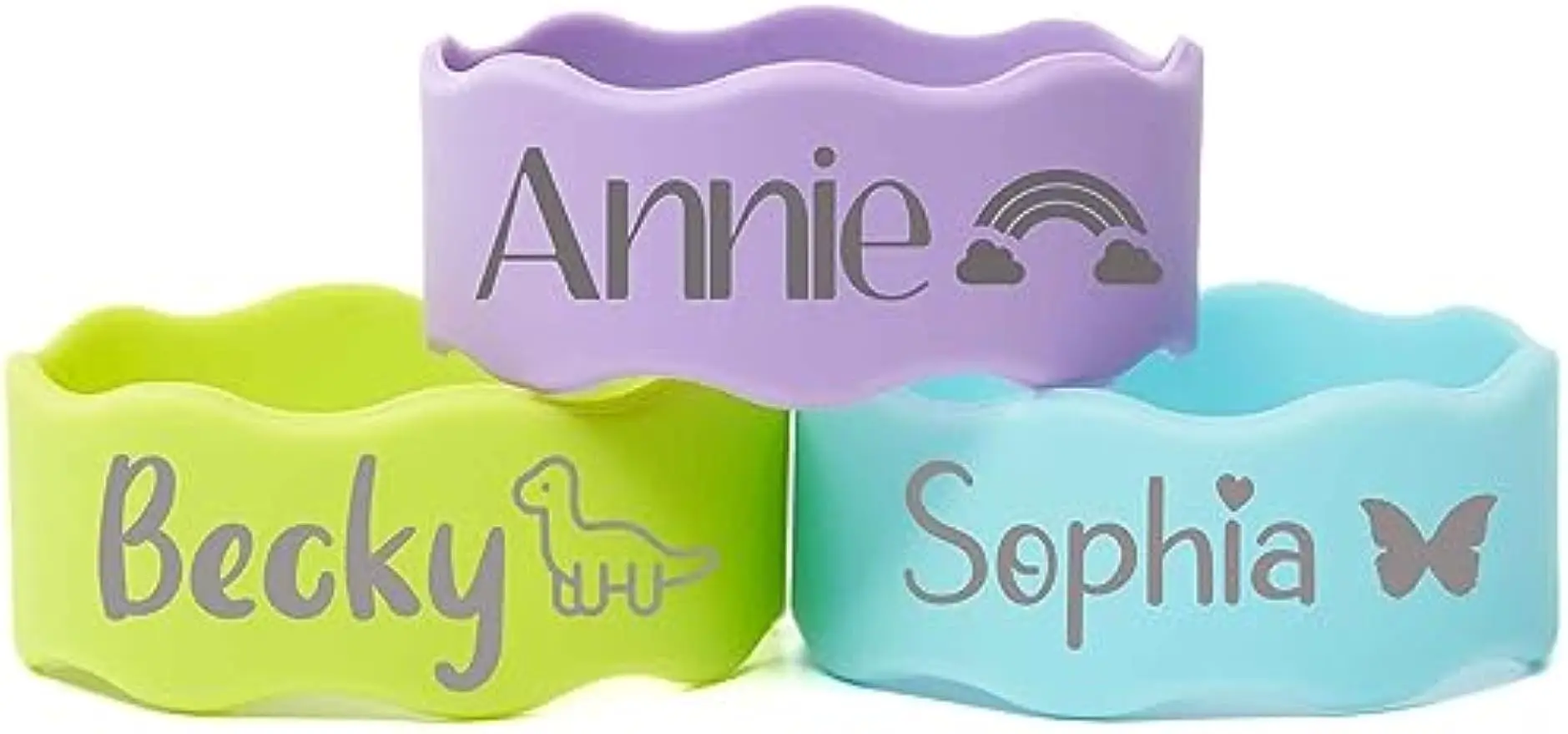 Personalized Bottle Labels Silicone Baby Bottle Bands for Daycare Custom Name Reusable Water Bottle Labels