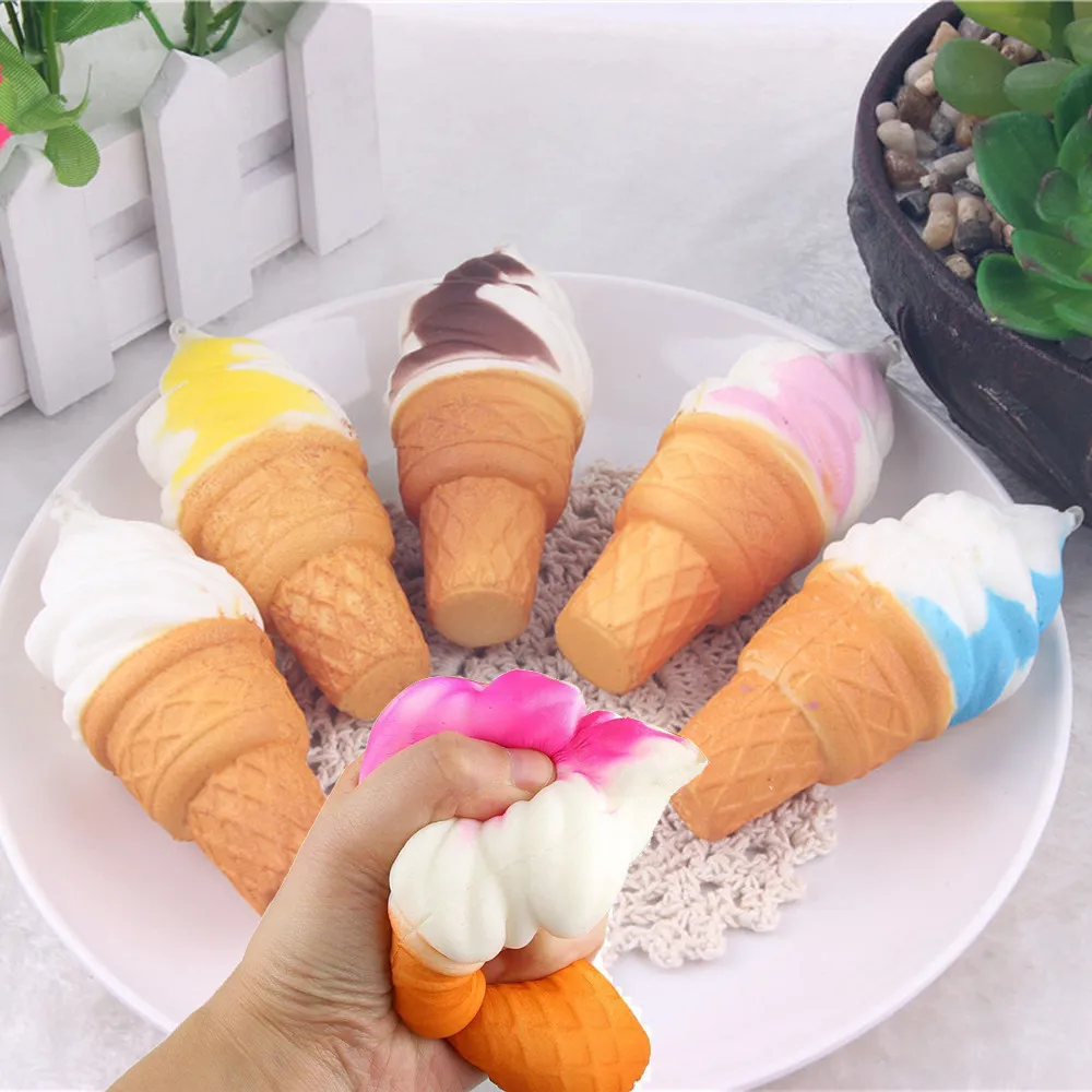 

NEW 1pc Cute Ice Creams Simulation Squishy Colorful 10cm Cake Slow Rising Cellphone Straps kawaii Bread Toys wipes anti-stress