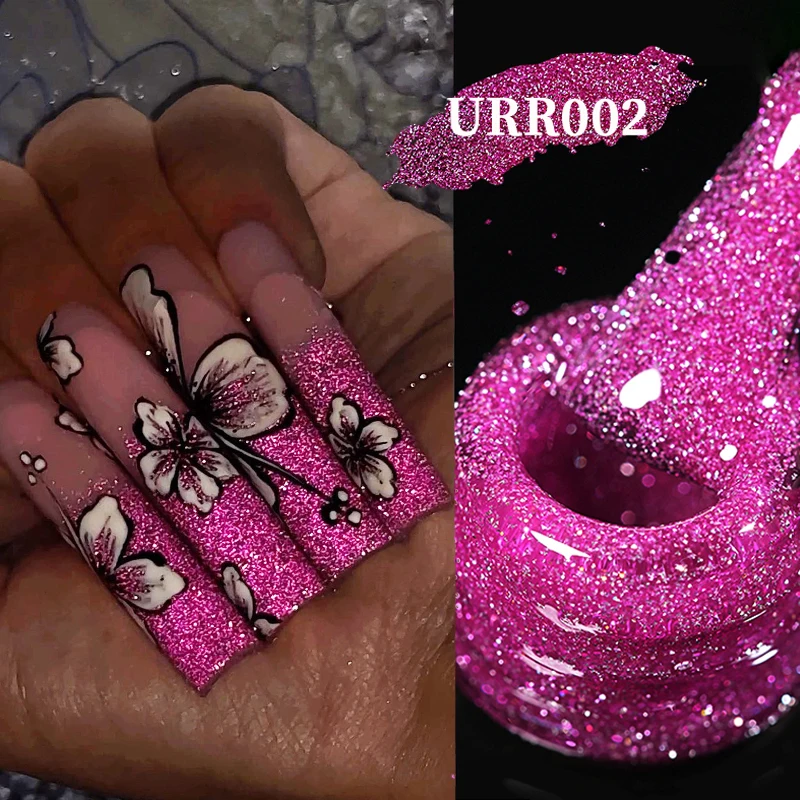 UR SUGAR 7.5ml Pink Rose Red Sparkling Reflective Gel Nail Polish Glitter Shiny Soak Off UV Led Nail Art Varnish Manicure
