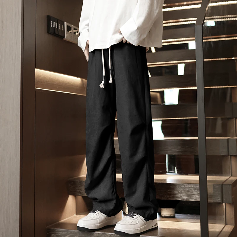 

Брюки-султанки Мужские/Женские однотонные, повседневные свободные прямые штаны в стиле хип-хоп, уличная одежда, черные