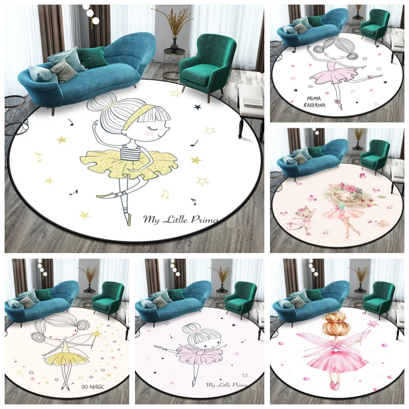 

Ballet Girl Round Carpet Floor Mat Rugs for bedroom Washroom floor mat Carpets for living room Cute area rug for girl