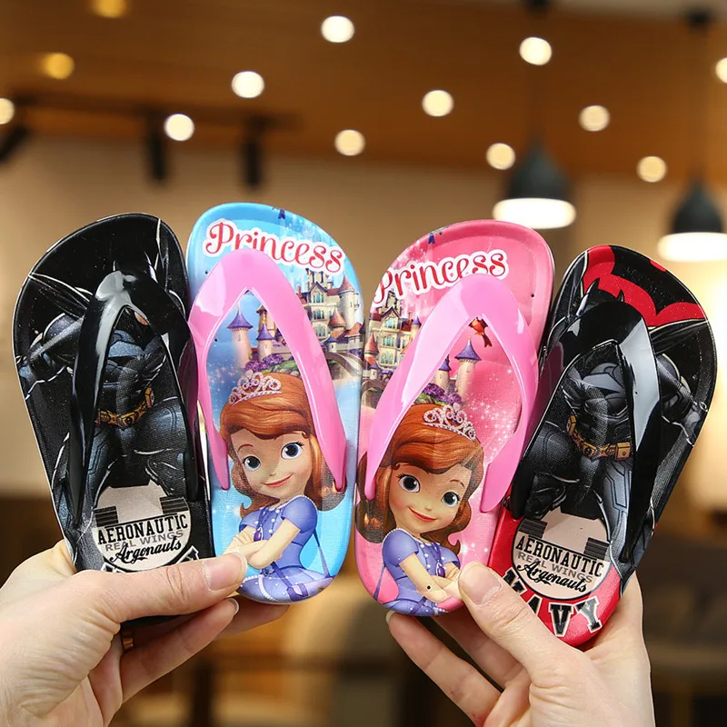 

Disney children's sandals and slippers spring and summer new cartoon boys and girls flip-flops non-slip beach slippers