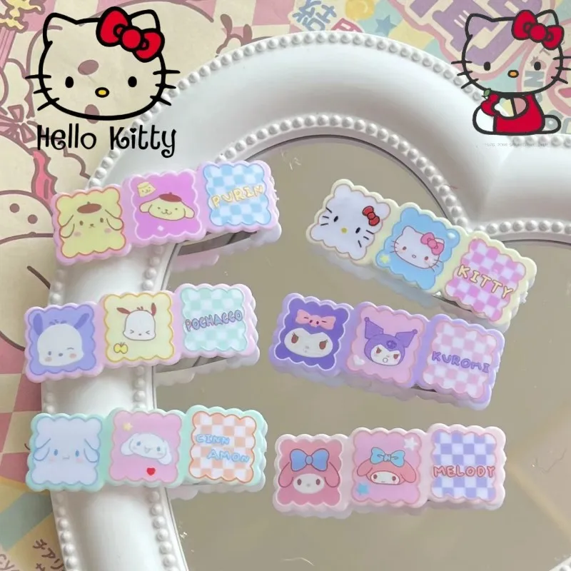 

2 шт. Kawaii Sanrios Bb клипса Мультфильм Hellokitty Мелоди куроми коридорол милая девочка головной убор аниме челки заколка для волос детский подарок