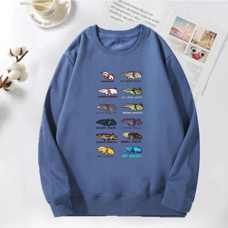 

Симпатичный пуловер Axolotls of The World с графическим принтом, толстовка с капюшоном, Повседневная Толстовка с принтом животных, с круглым вырезом, унисекс, одежда, пальто
