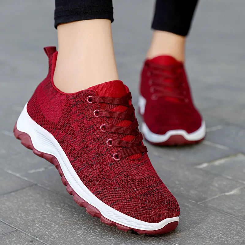 

Women's Shoes 2022 New Spring Casual Shoes Soft Sole Sports Shoes Breathable Lightweight Flyknit Female Shoes