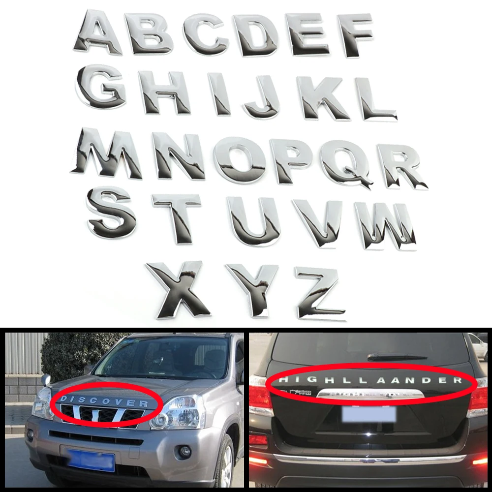 

45mm Height 3D DIY Letters Numbers Alphabet Emblem Chrome Automobiles Car Sticker Digital Badge Logo Accessories