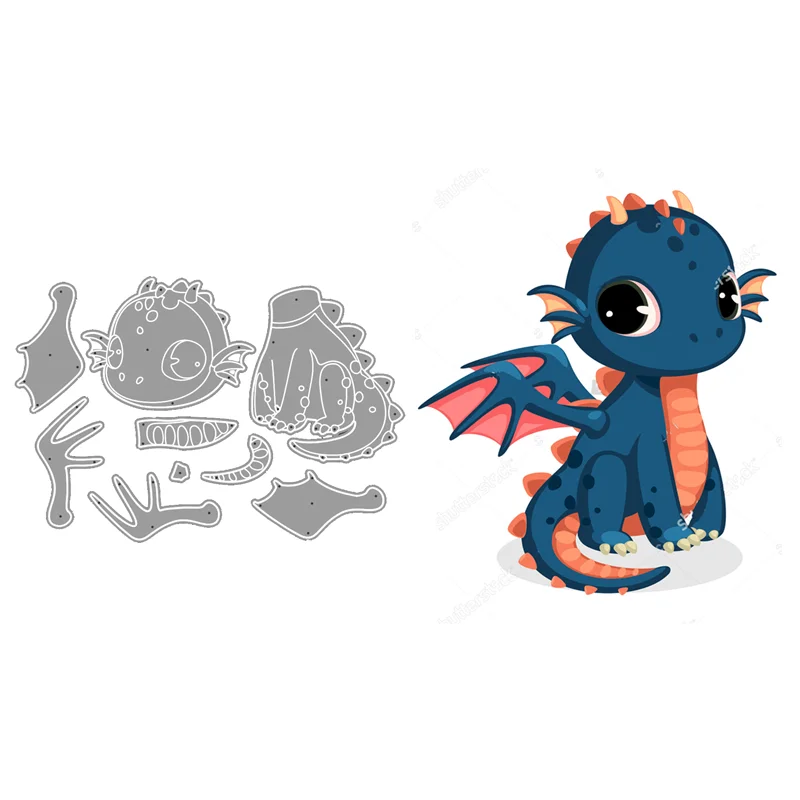 

Металлические высечки, новинка 2022, для скрапбукинга, изготовления бумаги, рамка с мультяшным летающим драконом для тиснения, товары для рук...