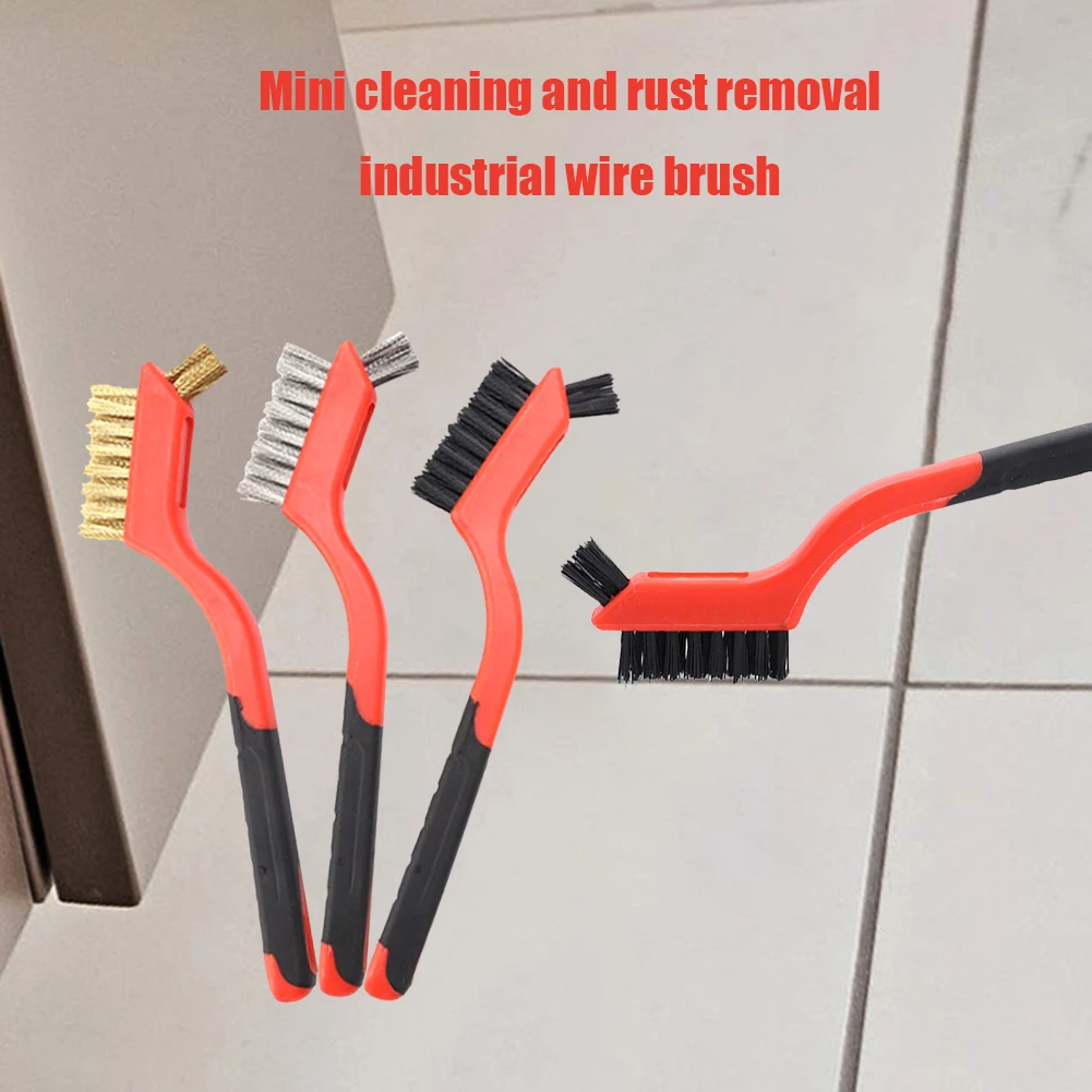 

3pcs Wire Brush Brass Mini Nylon & Steel Brushes Rust Remover Cleaning Polish Grinder Rust Remover Metal Scrubbing Polishing