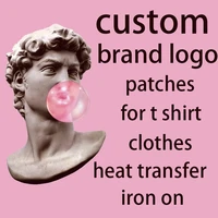 brand logo custom patches thermal stickers on clothes iron on transfers for clothing heat transfer patch pvc diy heat applique