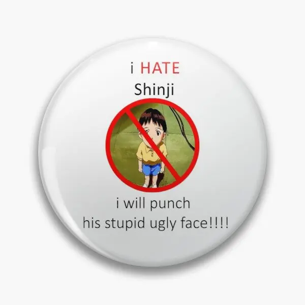 

I Hate Shinji Customizable Soft Button Pin Clothes Cartoon Badge Decor Women Fashion Collar Lapel Pin Creative Funny Metal