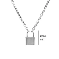 new punk small lock necklace stainless steel padlock pendant silver charm small daily jewelry