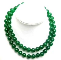 qingmos 10mm round natural green necklace for women with genuine stone necklace long necklace 33 jewelry jad1006