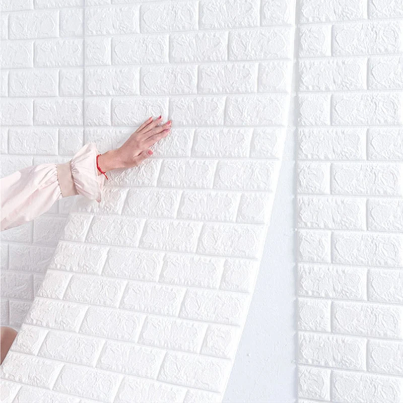 

DIY 3D Wall Sticker Wallpaper Roll Self Adhesive White Blue Pink Grey Foam Brick Soft Kitchen Room Home Wall Decor Waterproof