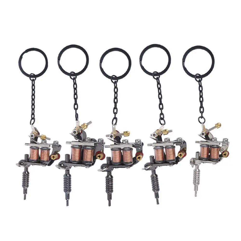 

11 Types Mini Tattoo Machine Tattoo Supply Keychain Key Holder Punk Style As Pendant Ornament Gift Craft Tattoo Microblading Pen