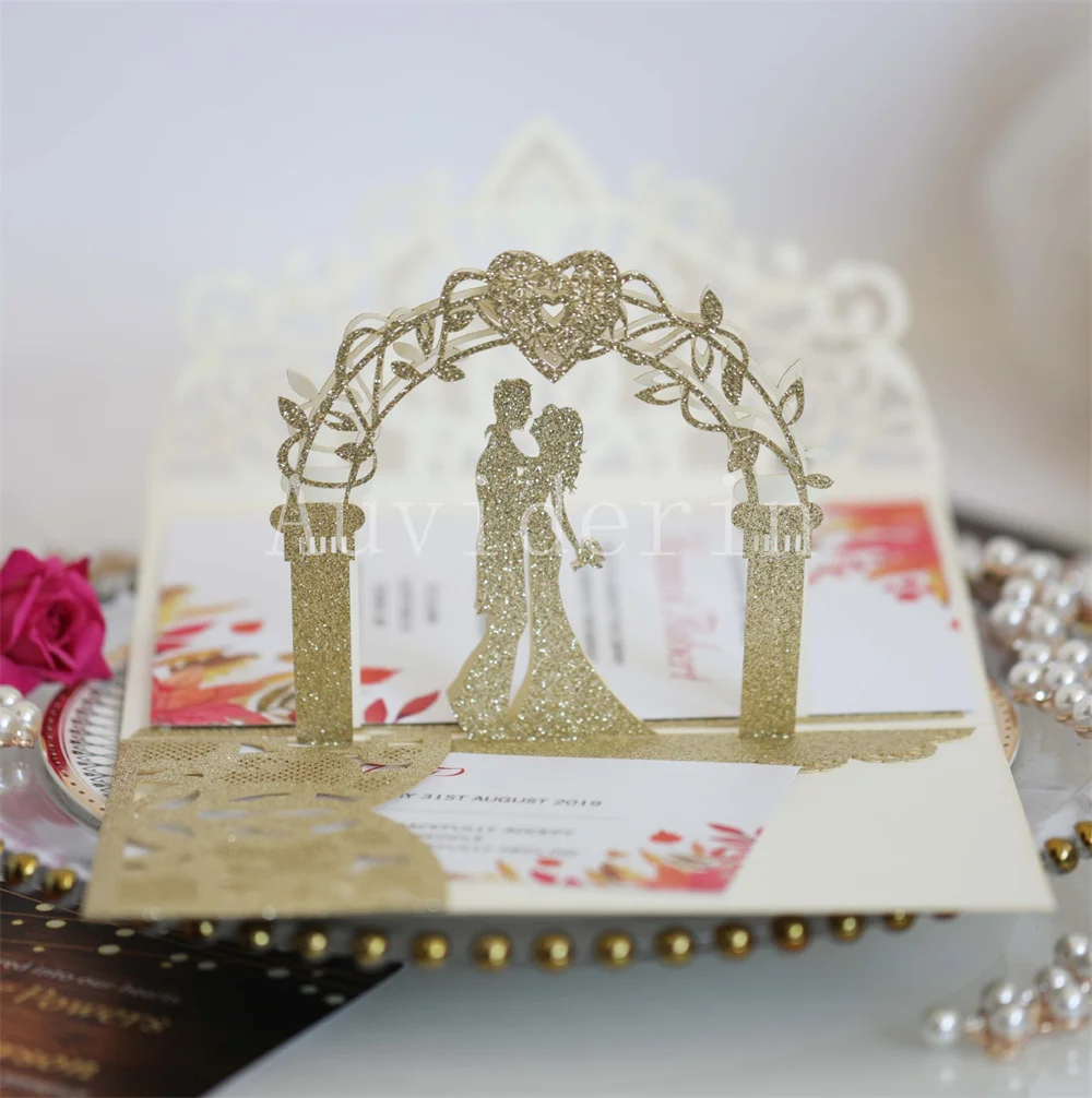 50 шт./партия блестящие карманы для свадебных приглашений