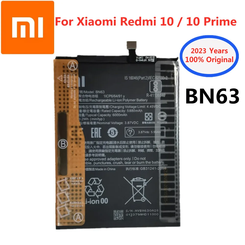 

Оригинальный аккумулятор Xiao Mi 6000 мАч BN63 для Xiaomi Mi RedMi 10 / RedMi 10 PRIME 10 PRIME, умный аккумулятор