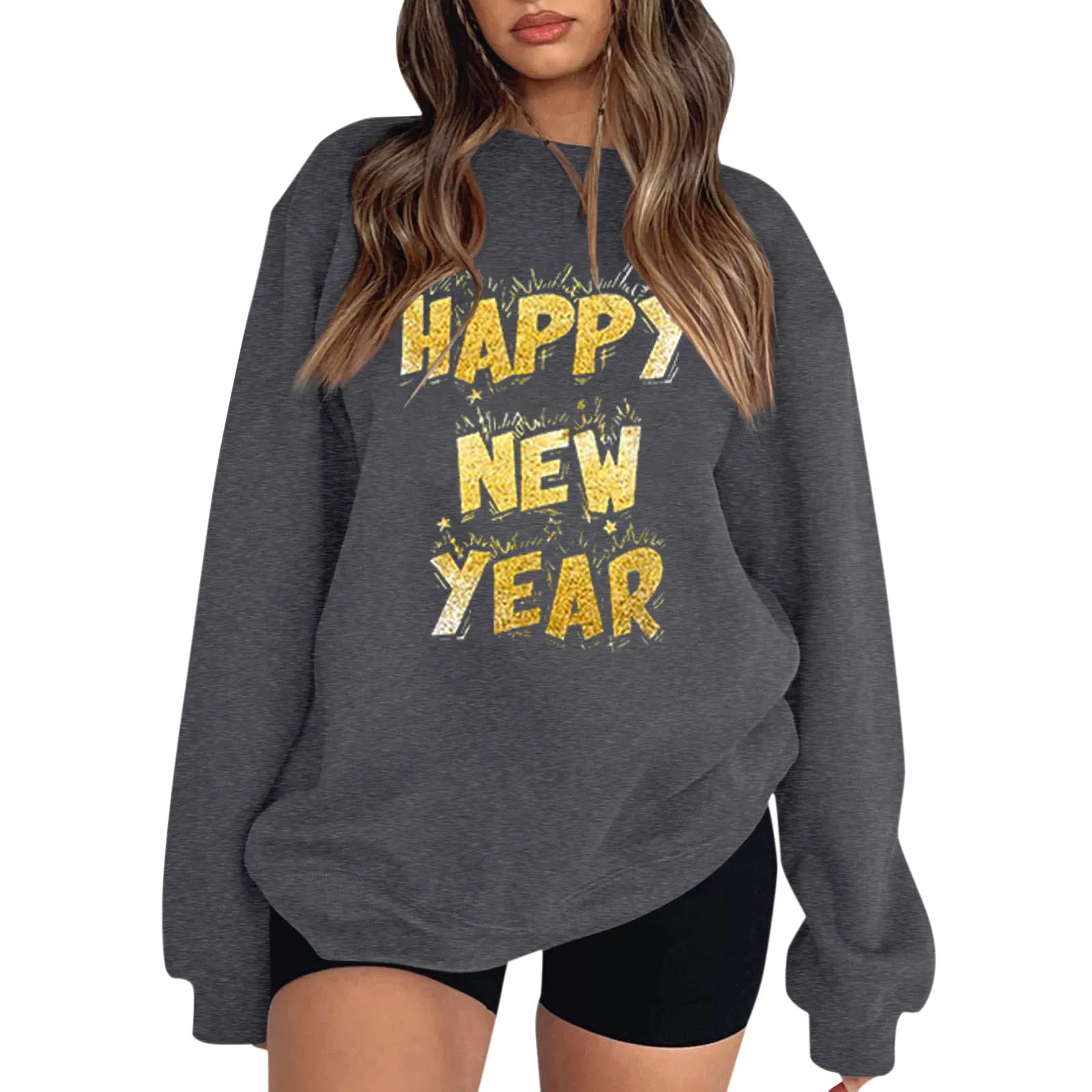 

Autumn Winter Casual T-Shirts Letter Print Top Round Neck Tees Long Sleeve Blouse Oversized Top Women Streetwear Camisetas