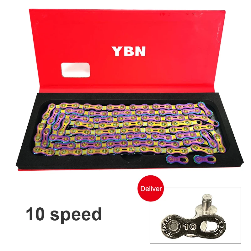 

YBN 10Speed Bicycle Chain Half Hollow SLAH10TIB Non-stick Coating For SRAM For Campanolo System MTB Road Bike Silver Chain 116L