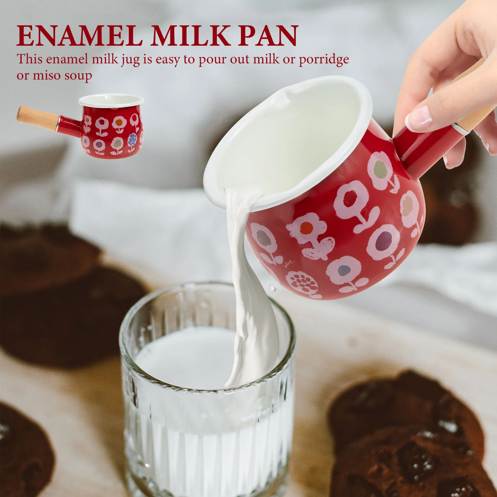 Маленькая кастрюля с подогревом эмалированная для приготовления масла ручкой |