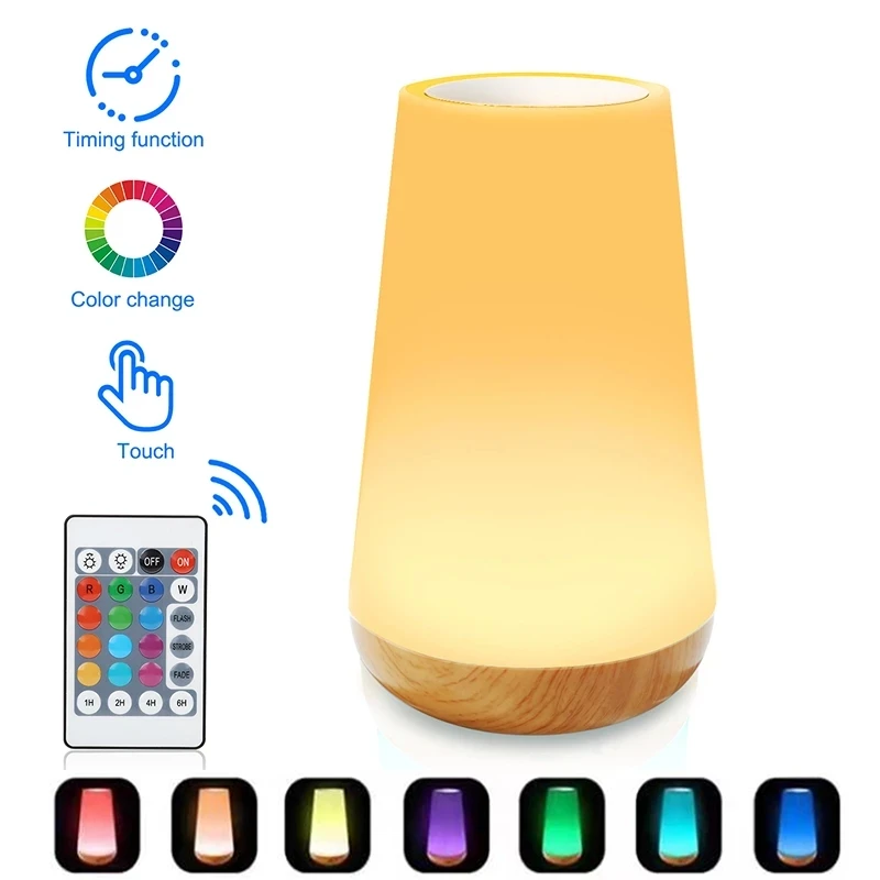 

RGB Remote Control Dimmable Table Lamp 13 Color Changing Touch Night Light Portable Bedside Lamps USB Rechargeable Night Lamp