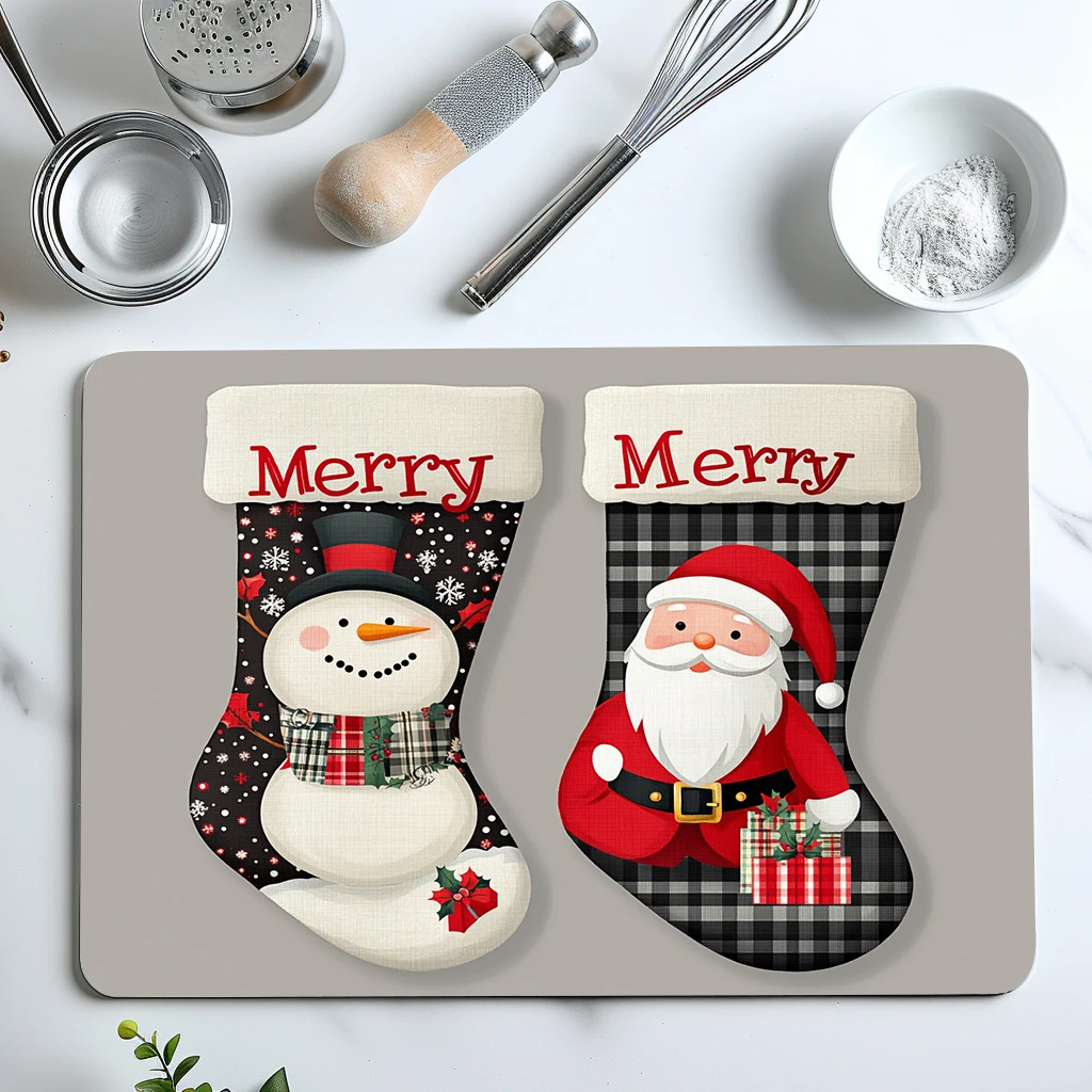 Противоскользящий кухонный впитывающий коврик для слива Рождественский